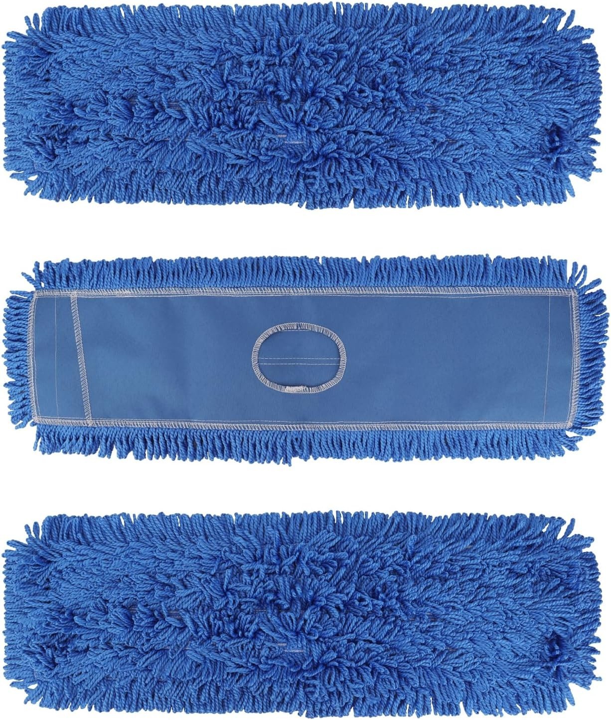 Dust Mop Head Replacement 24 Inch Blue Microfiber 3 Pack Commercial Sweeper