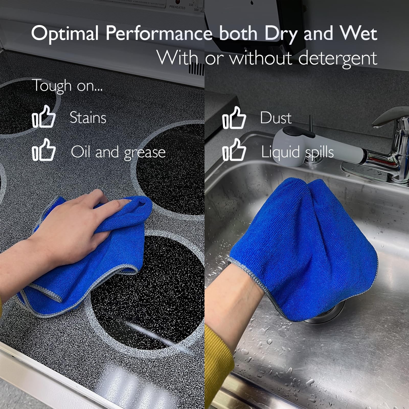Premium Microfiber Cleaning Cloth 16″x16″ – Reusable, Washable, Non-Scratch, …