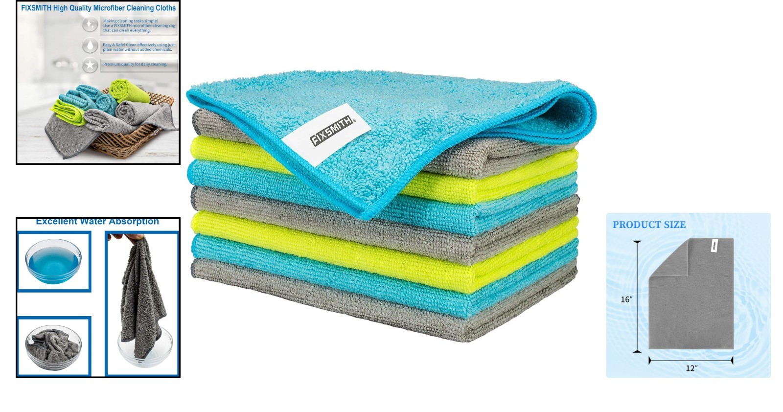 Multi-Functional Lint-Free Microfiber Cleaning Towels – 8 Soft Rags, 12×16 in