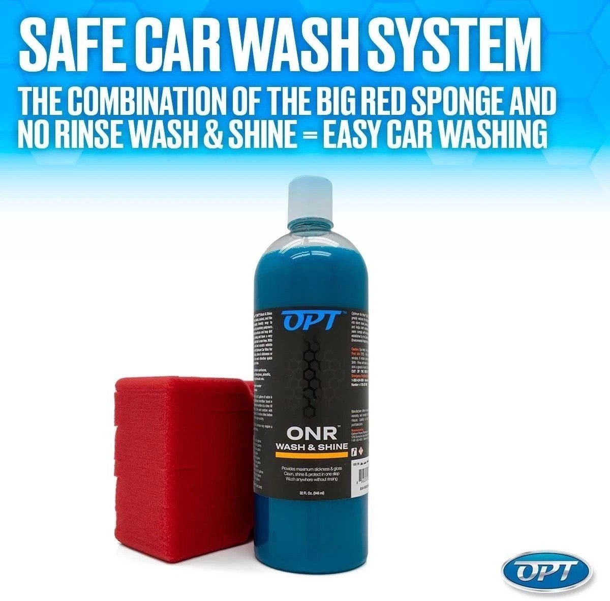 Optimum No Rinse Version 5 32 Oz, Microfiber Drying Towel, and Big Red Sponge…