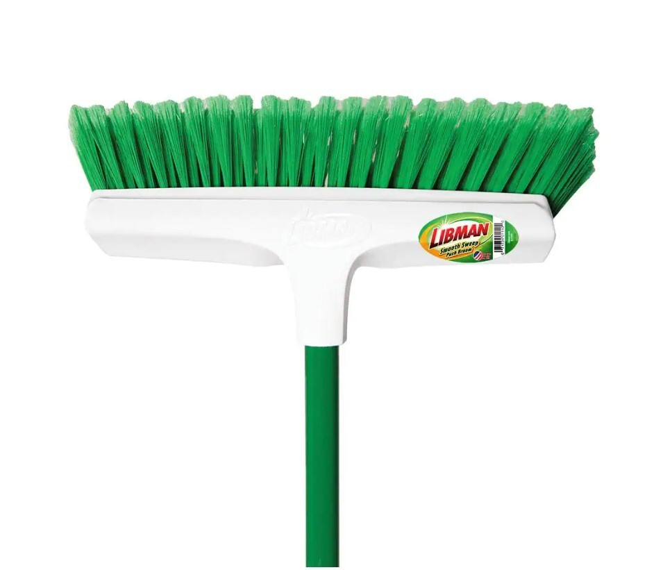 Libman 13 in. Smooth Surface Push Broom with 51 in. Steel Handle, Pack of 2