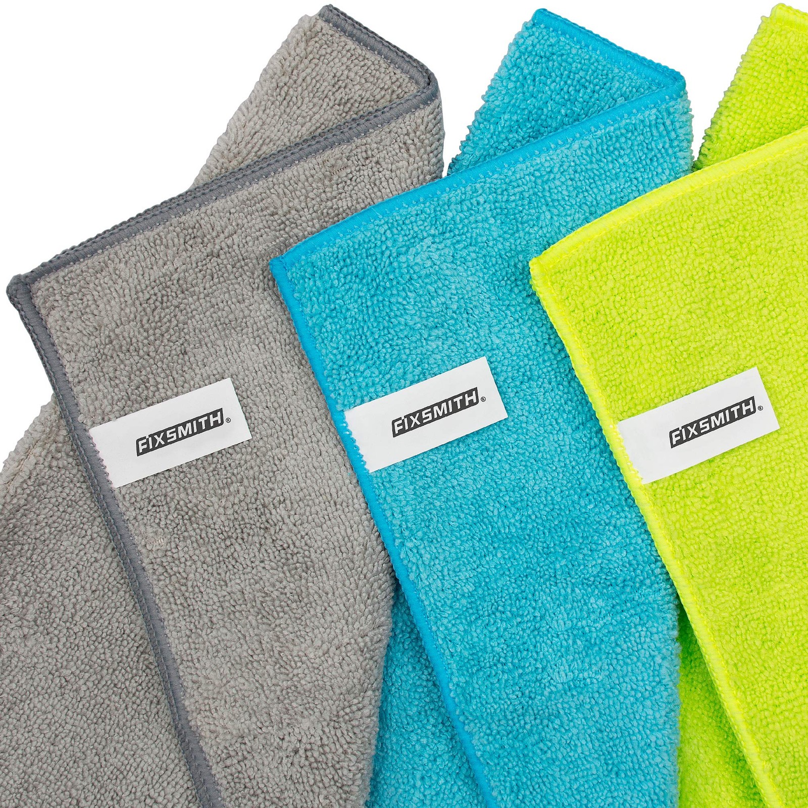 FIXSMITH Microfiber Cleaning Cloth – Pack of 8, Size: 8pk, 3 Colors Assorted