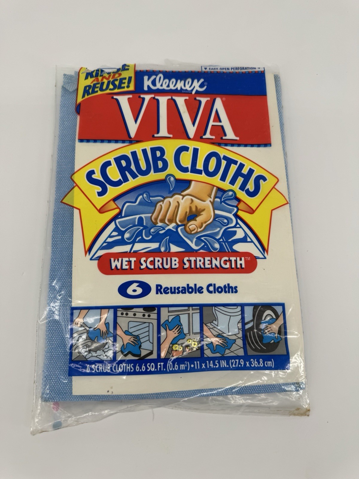 Vtg Kleenex 1996 Viva Scrub Cloths Reusable Wet Strength Cleaning Cloths 3 Ct