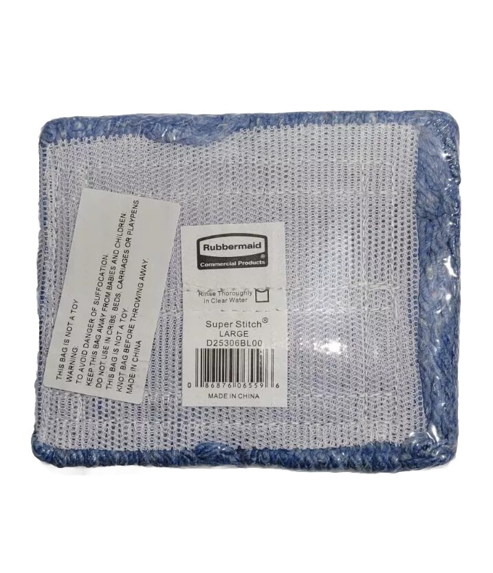 Rubbermaid Commercial Super Stitch Blend Mop Head Large Cotton/Synthetic Blue