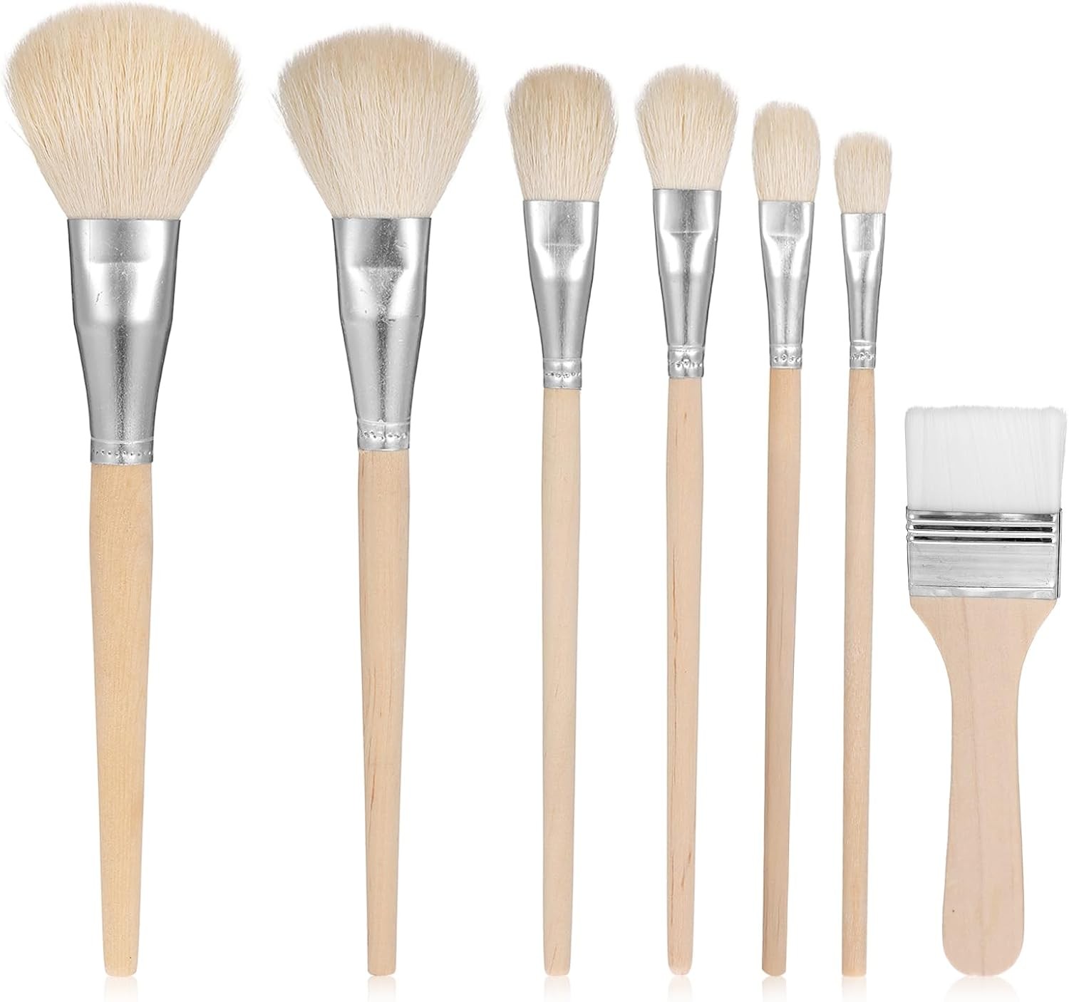 7Pcs Versatile Mop Brush Goat Hair Blending Paint Brushes for Acrylic Painting