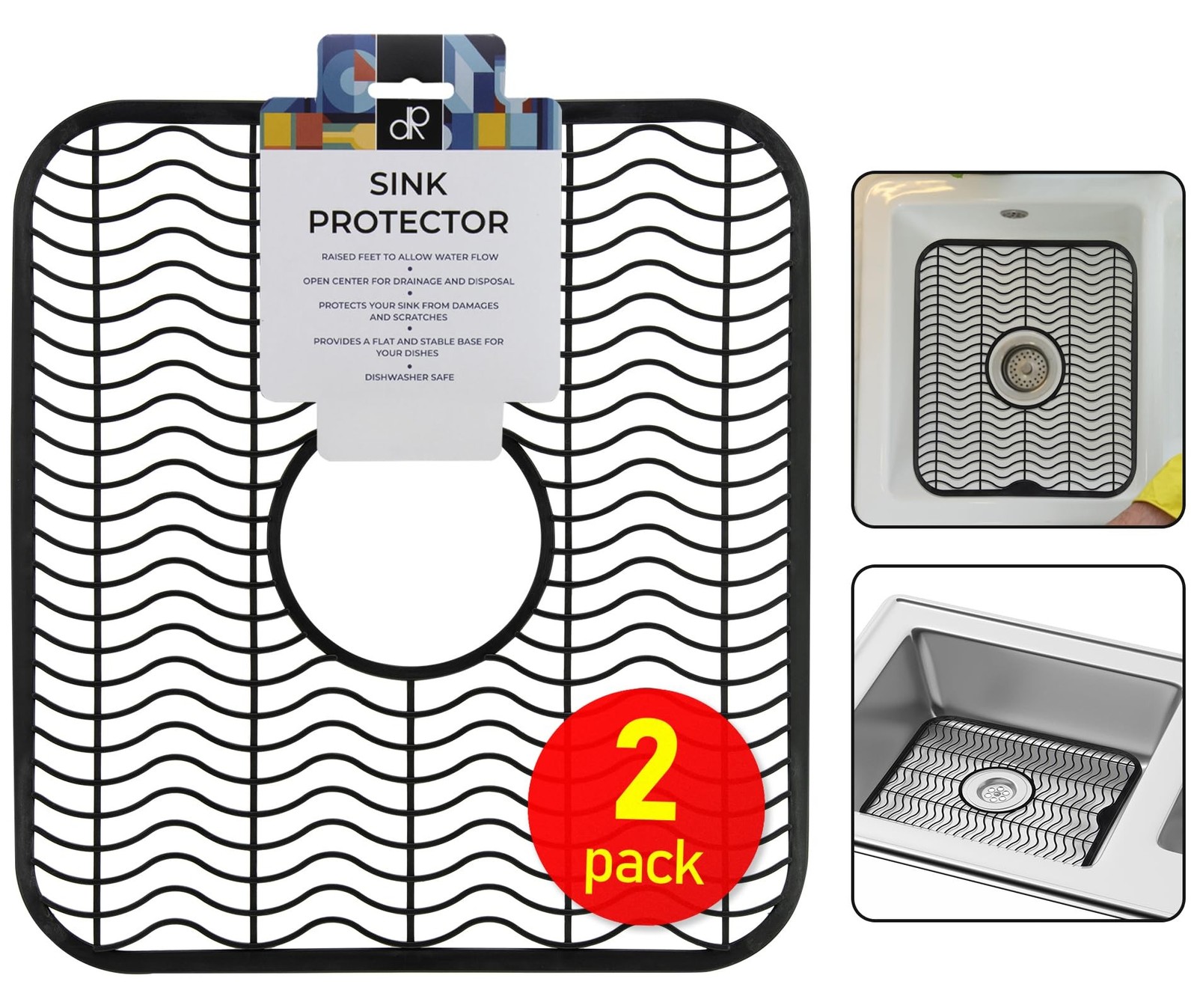 DecorRack 2 Sink Protectors for Kitchen Sink, Plastic 12″ x 11″ Dish Rack, Pr…