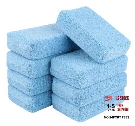 Microfiber Applicator Pad-8Pack, Car Wash Sponge, Premium 8 PK Light Blue