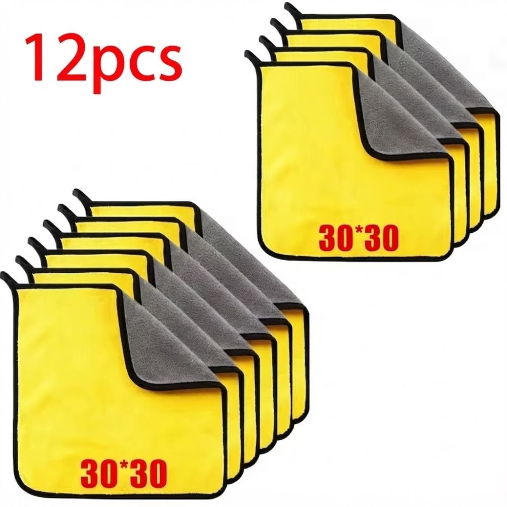 Microfiber Cleaning Towels 30x30cm Thick Soft Car Wash Drying Cloths 1/2/6/12pcs