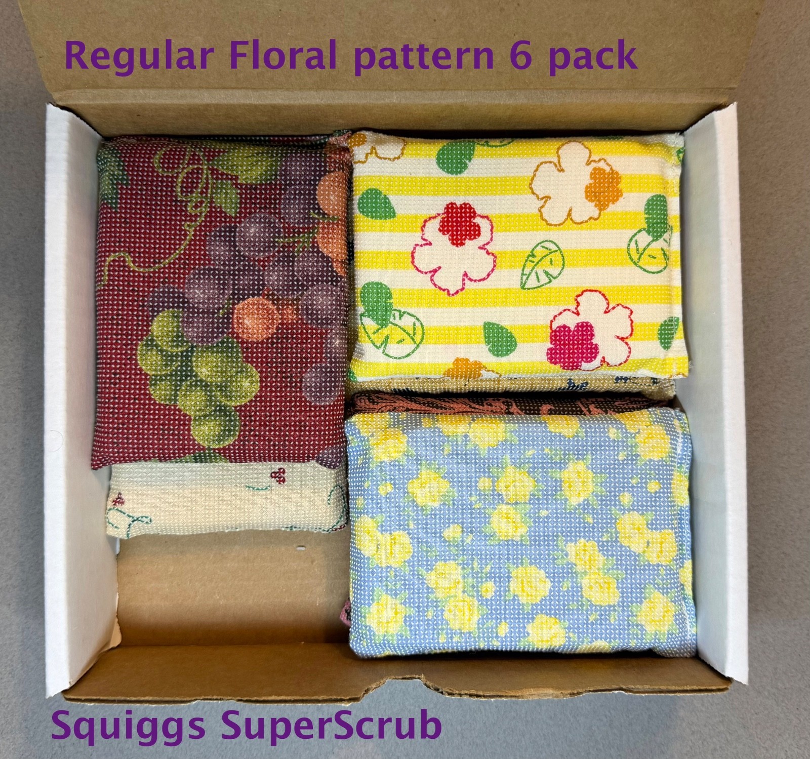 6 Pack SuperScrub Regular Cleaning Pads Non Scratch Floral Pattern Lot
