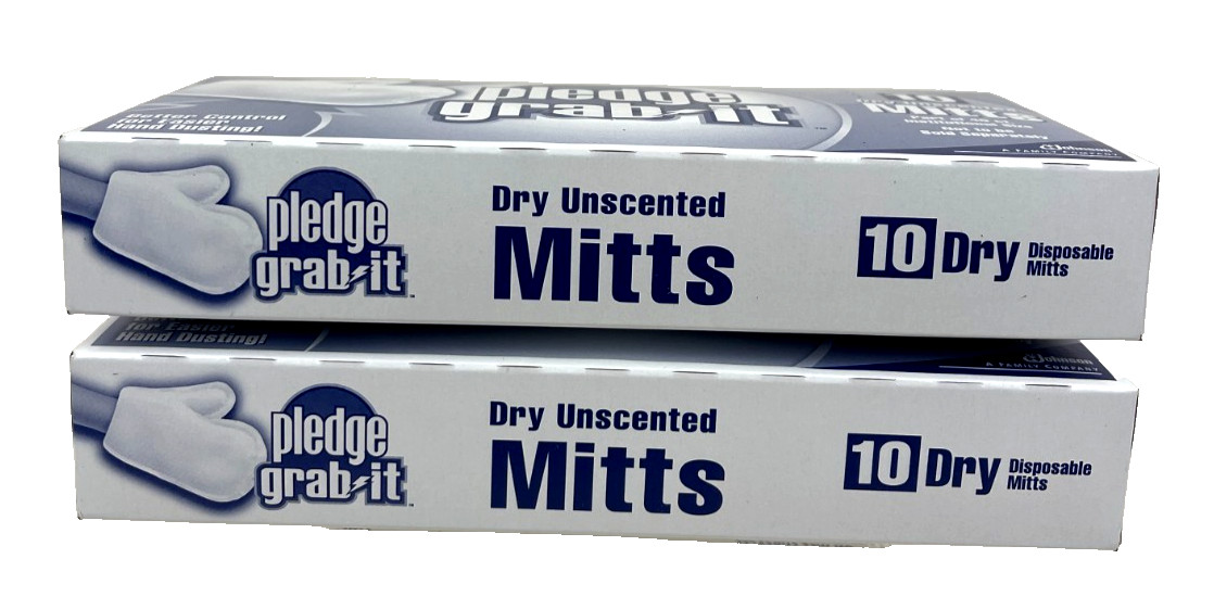 2 Pledge Grab It Disposable Mitts Dry Unscented 10ct Hand Dusting New