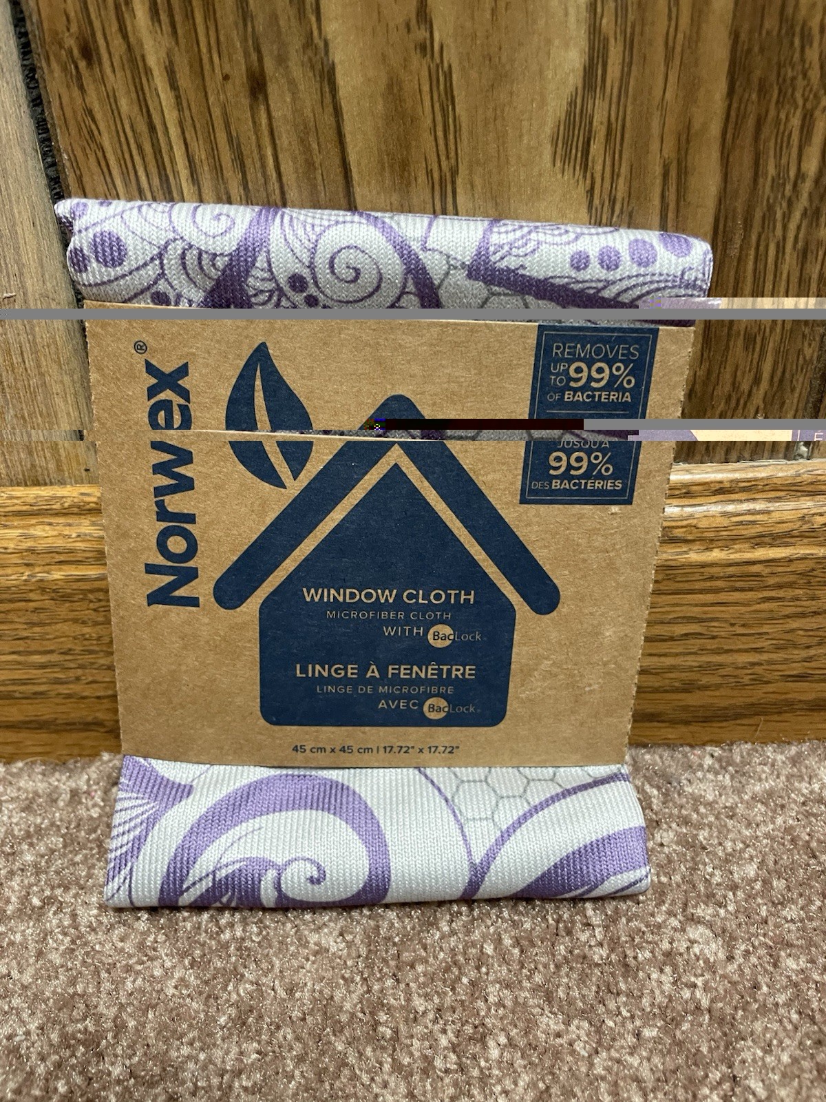 Norwex Cleaning Cloth Window Screen Glass Baclock Purple Gray Streak Free Shine