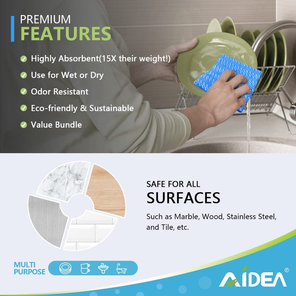 AIDEA Cleaning Wipes, Multi-Purpose Towel Reusable Cleaning Cloths 40Ct(1 Pack),
