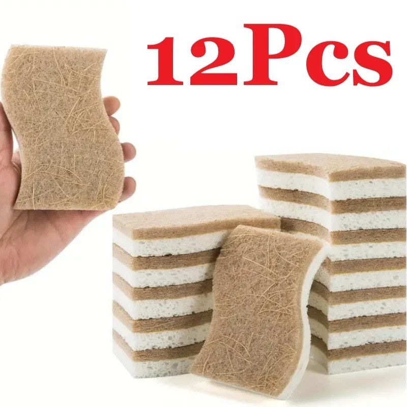 12pcs Kitchen Sponge Natural Biodegradable Eco-Friendly Dish Sponges for Kitchen
