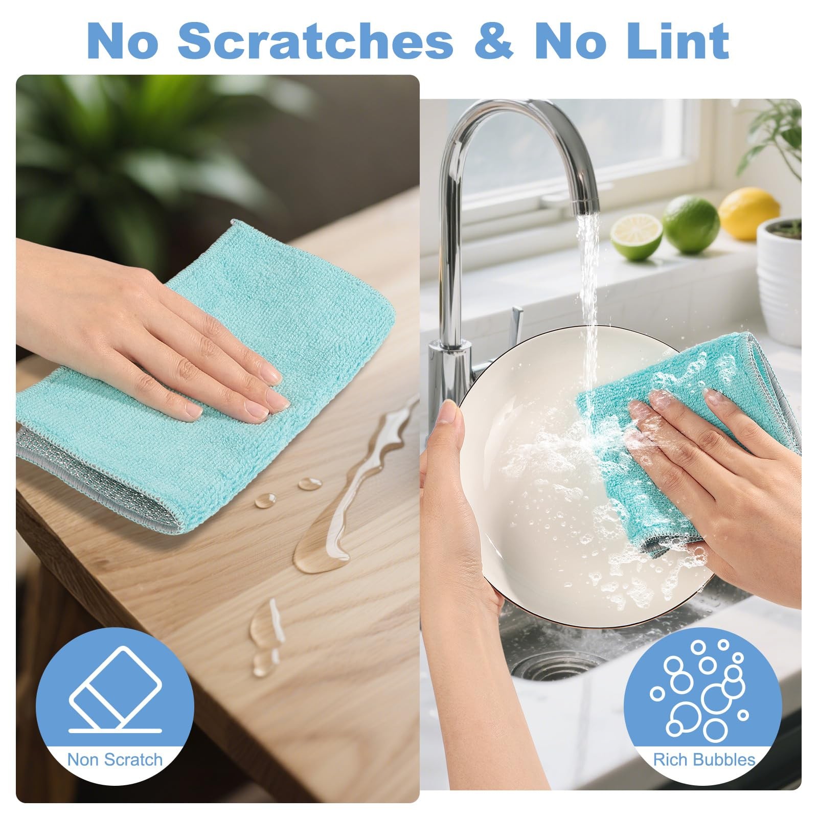 10pcs New Upgrade 2-Layer Microfiber Wire Dishcloth,Non-Scratch Wire Dishwash…