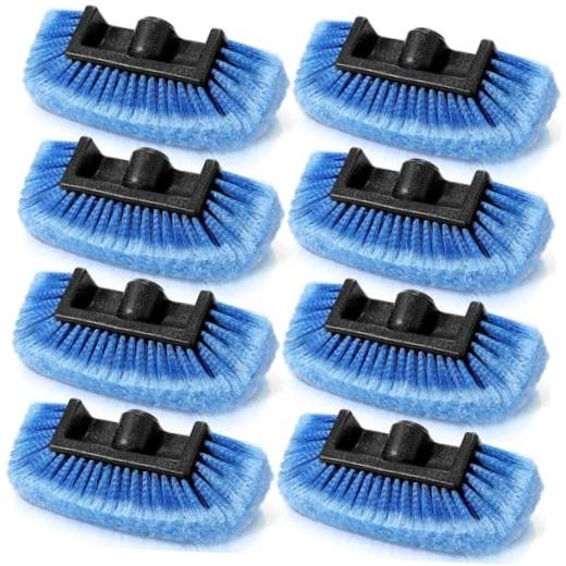 Set of 8 Blue Car Wash Brush Heads with Soft Detailing Bristle Flow Thru