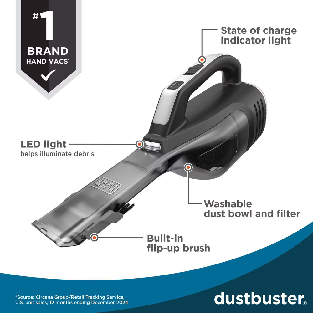 BLACK+DECKER Dustbuster Reveal Cordless Handheld Vacuum Black
