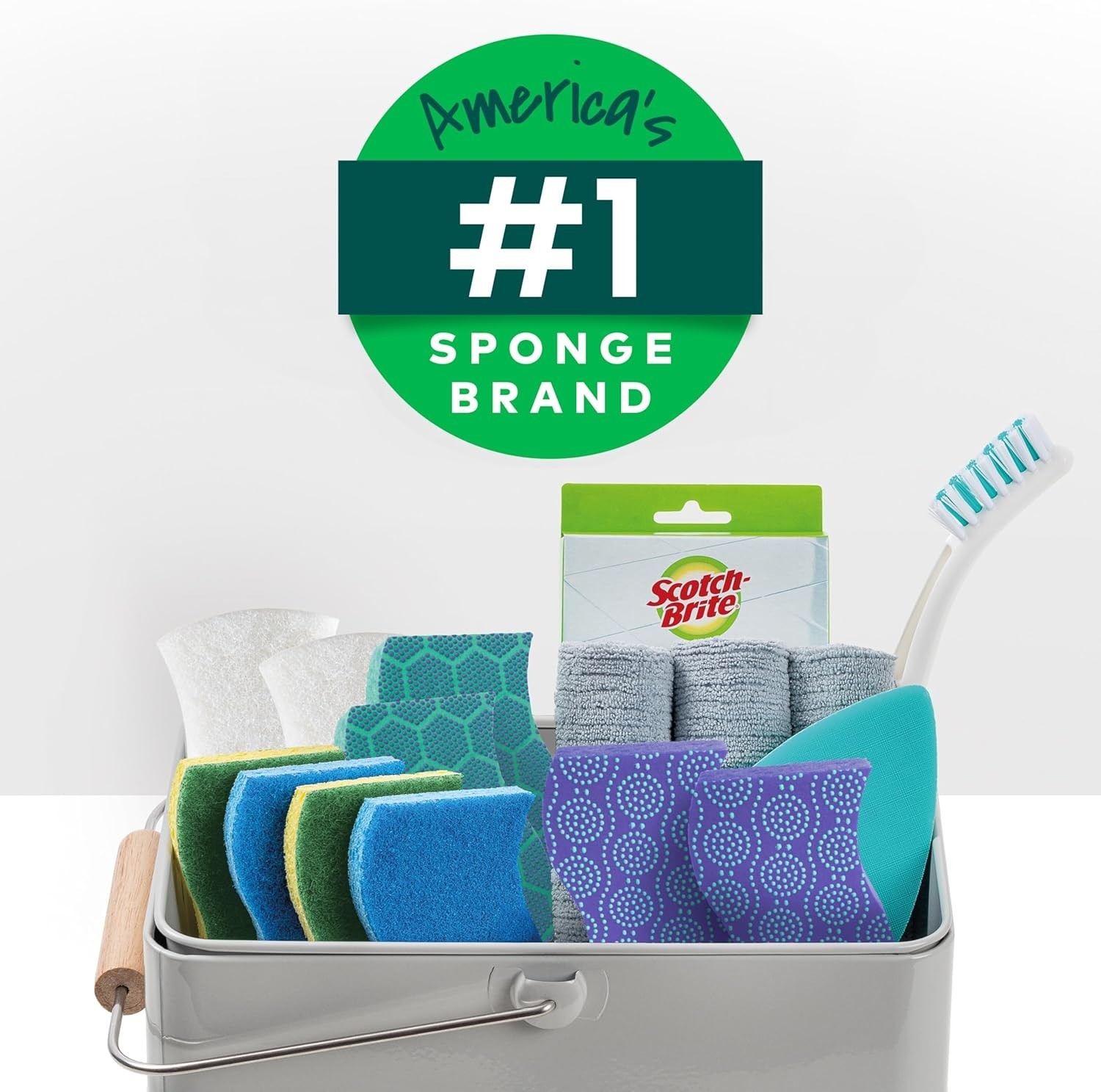 Scotch-Brite Scrub Dots Non-Scratch Scrub Sponge, Rinses Clean for 6 Scrub Spon.