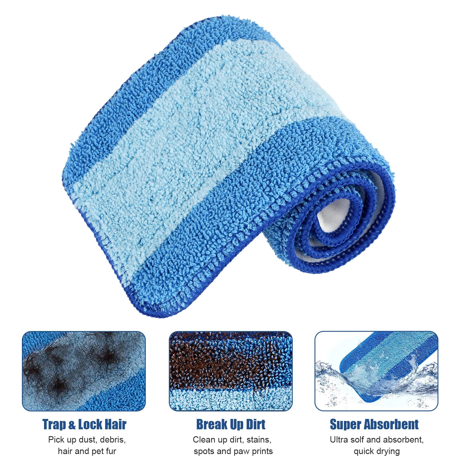 12 Pack, Reusable Microfiber Cleaning Pads Replacement For Bona Mop 18.3″ x 5.3″