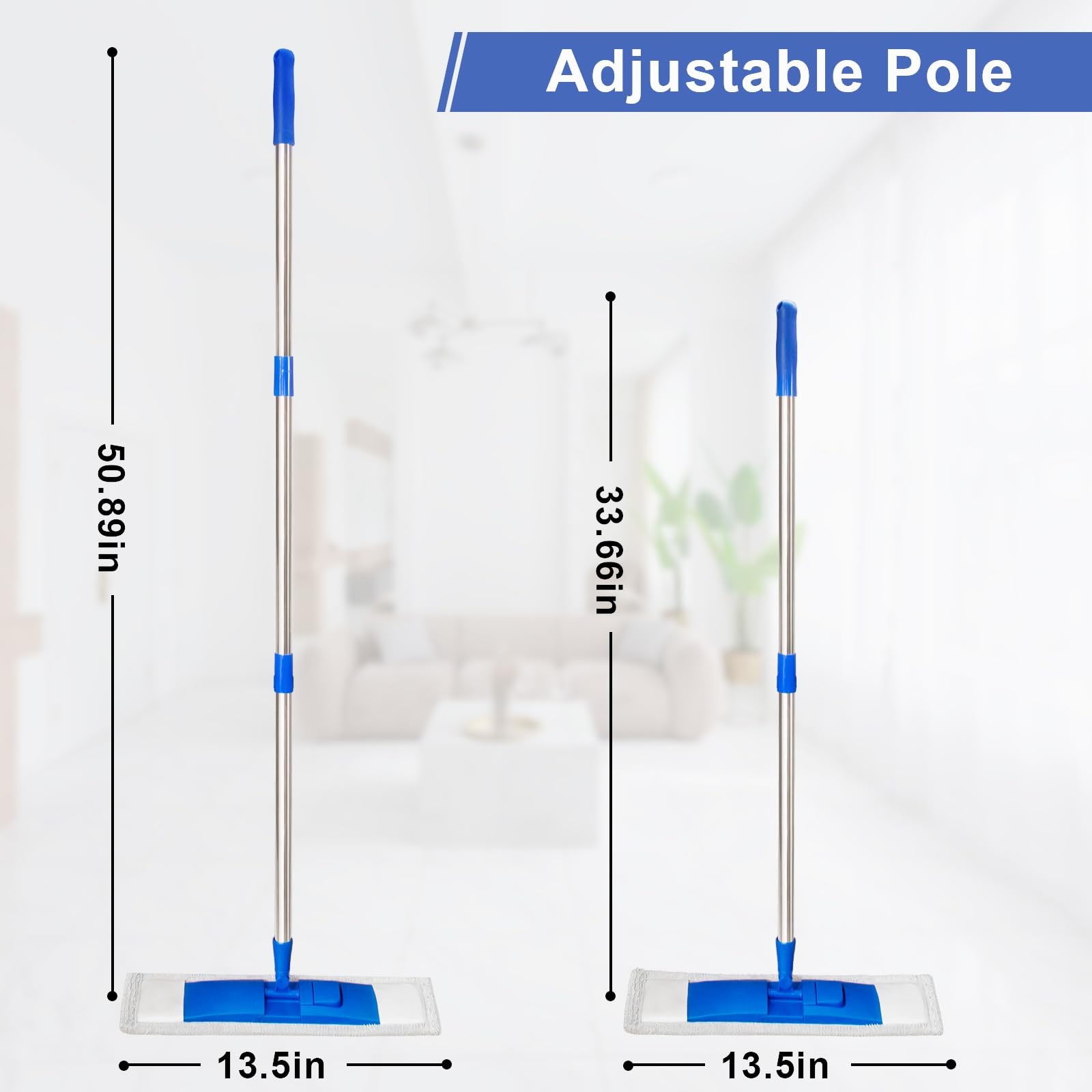 17″ Microfiber Mop for Hardwood Floor Cleaning,Mops with 50″ Stainless Steel …