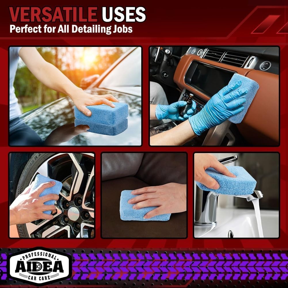 Versatile 2-Pack Microfiber Applicator Pads for Automotive & Household Cleaning