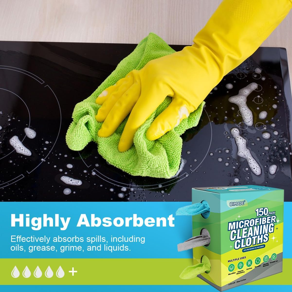 Microfiber Cleaning Cloth, 150 Pack Reusable Paper Towels Microfiber Towels for