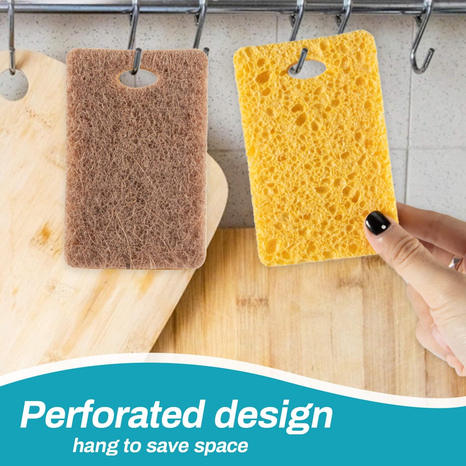 MAQIHAN 10PCS Natural Sponges for Dishes – Biodegradable 10pcs-yellow