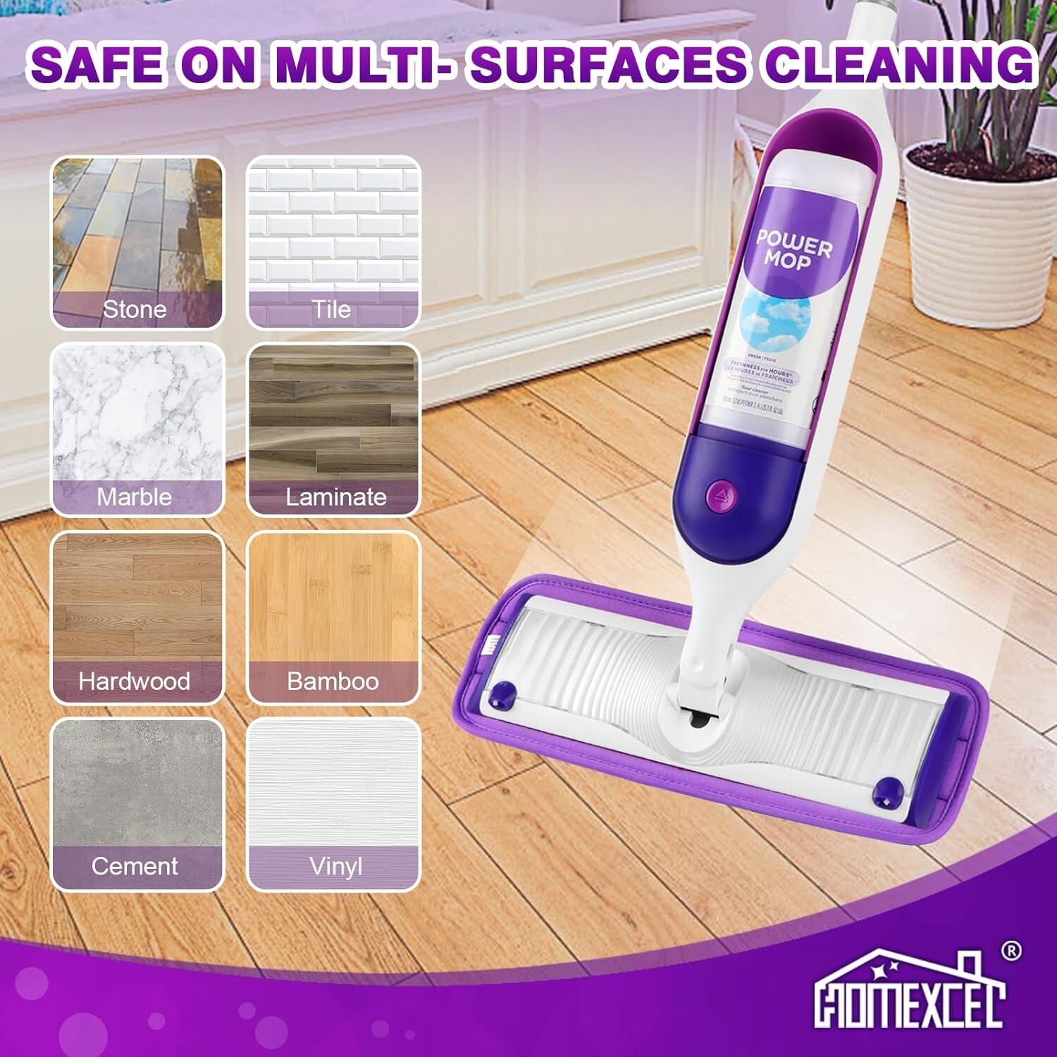 HOMEXCEL Reusable Microfiber Mop Pads for Swiffer PowerMop, Power Mop Pads Refil