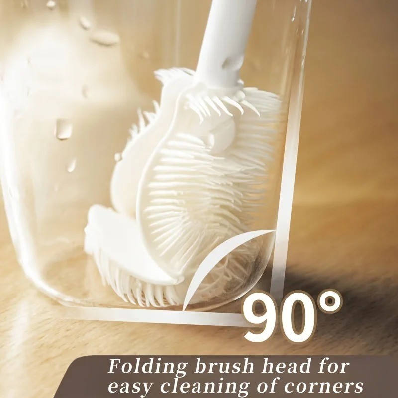 Foldable Silicone Bottle Brush 360° Cleaning Long Handle Cup Cleaner