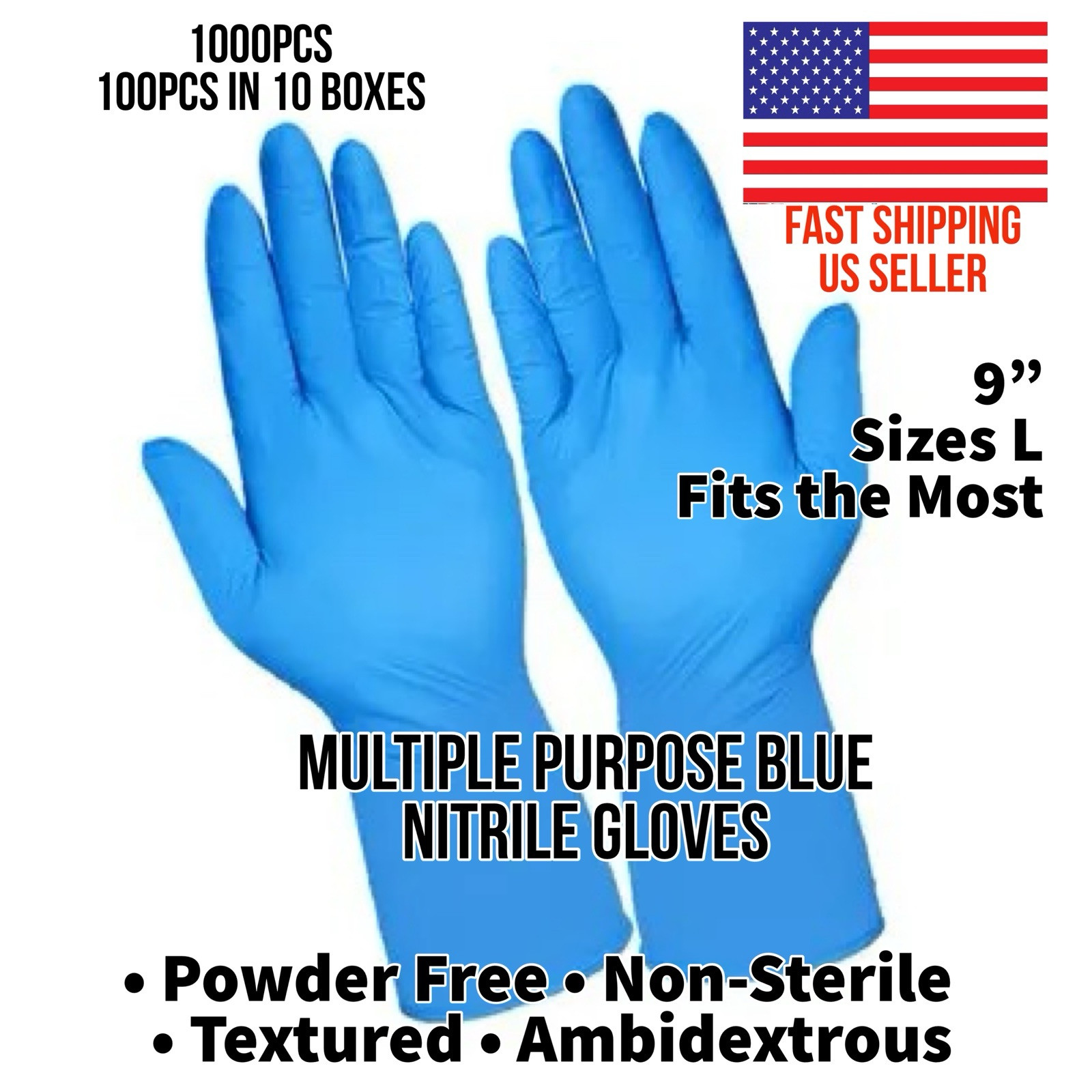 Disposable Gloves Latex-Free Blue Gloves [1000-Count ) Fast Free Shipping USA