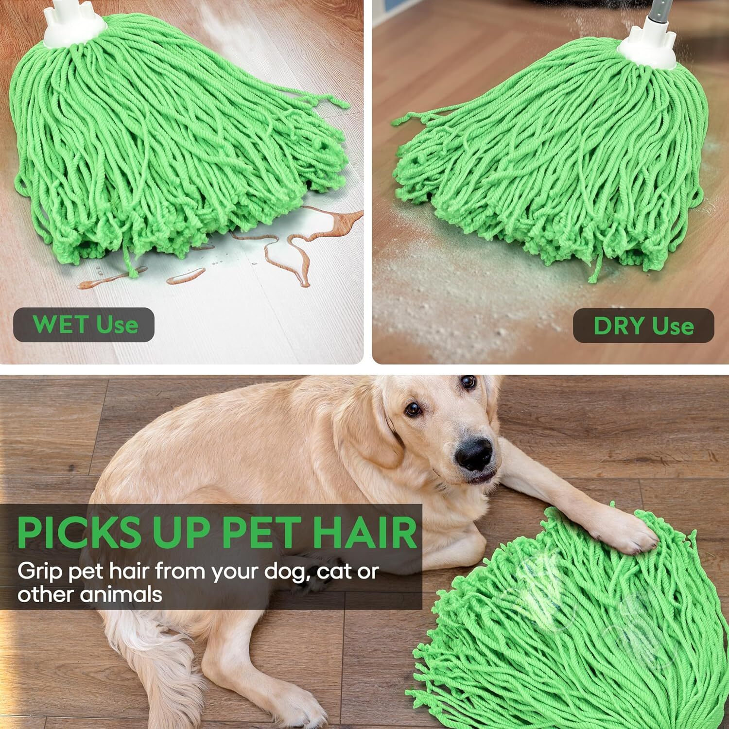 Microfiber Mop with 54″ Stainless Steel Spin Handle Incl. 2Pcs Microfiber Cloth