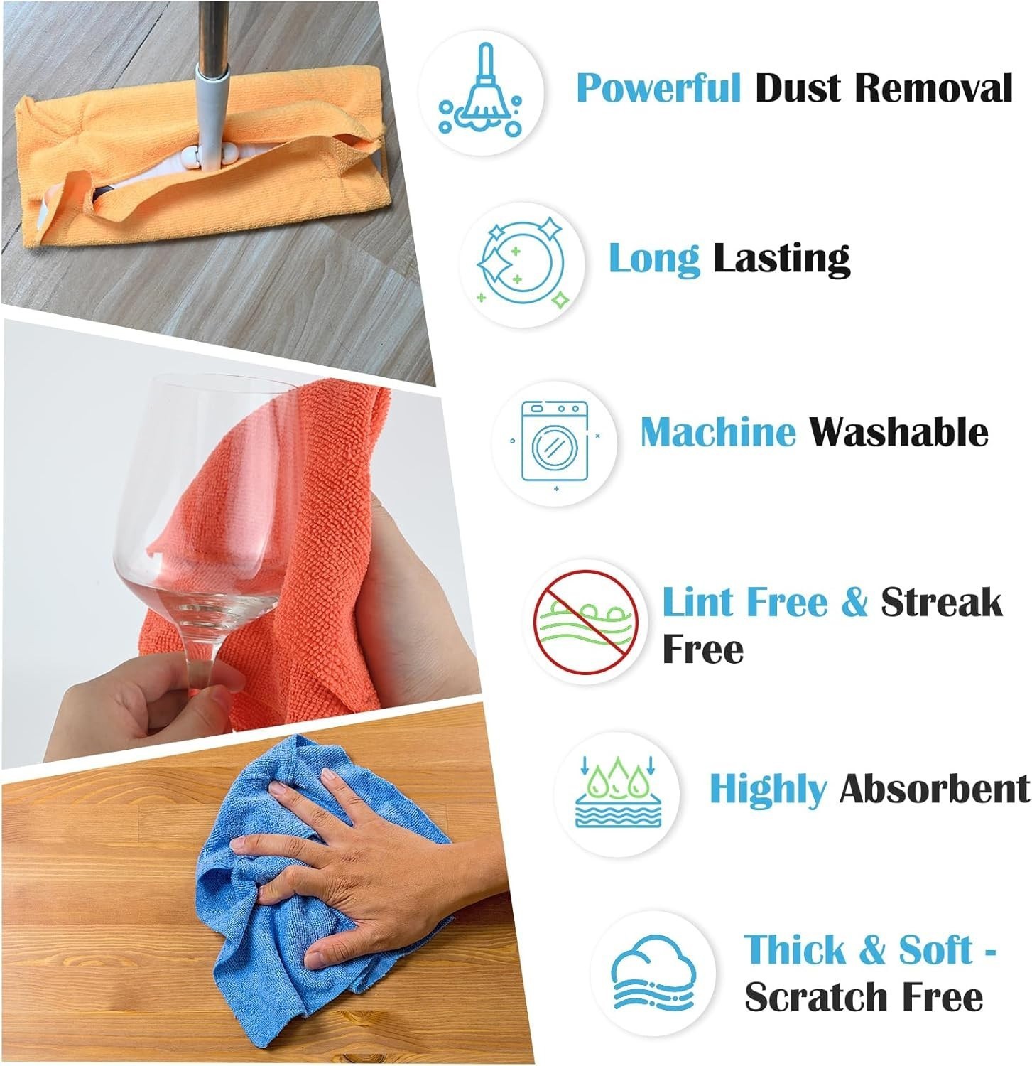 Bulk Pack Microfiber Cleaning Cloth No-Scratch Rag Car Polishing Detailing Towel