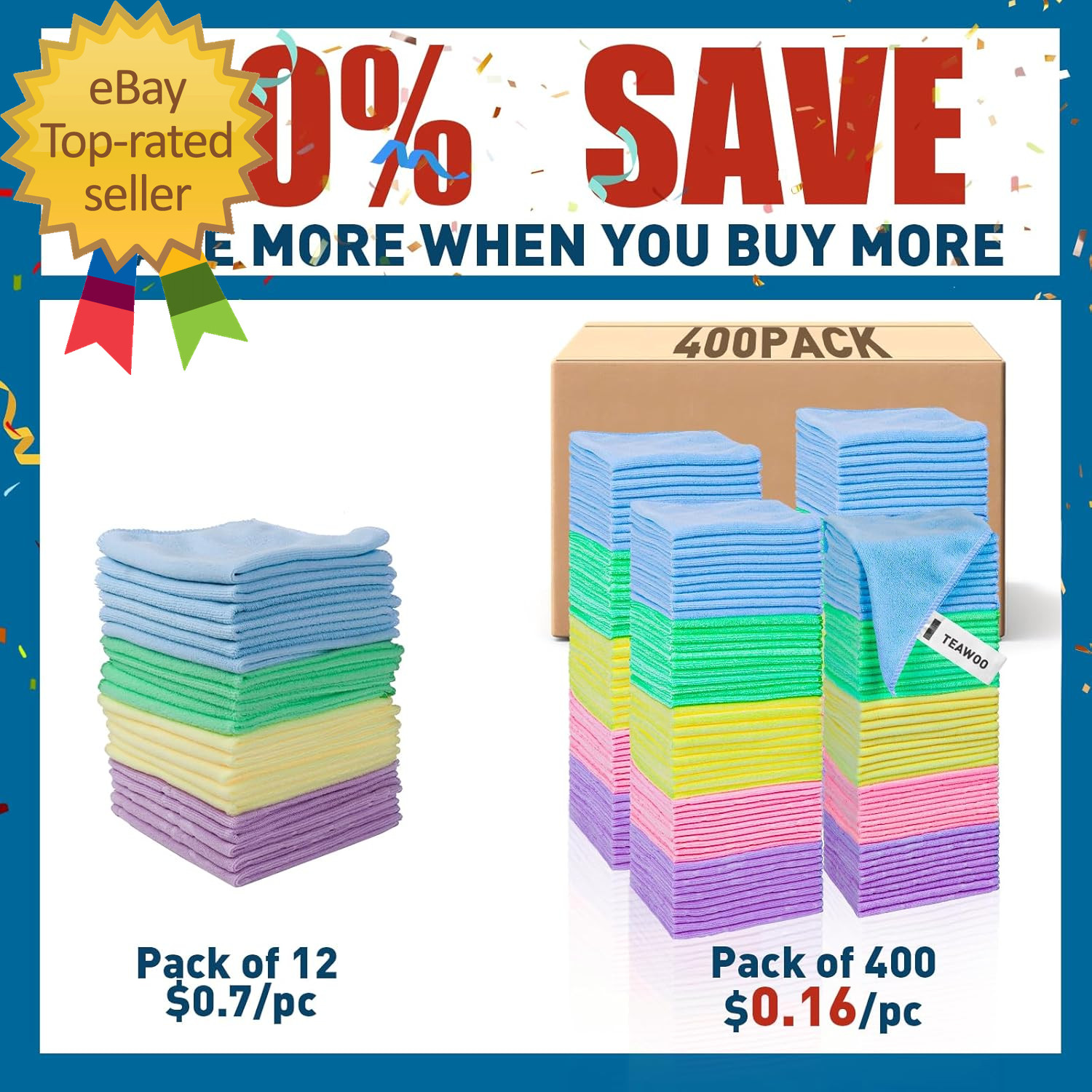 Microfiber Towels Bulk-400 Pack Cleaning Cloths Microfiber Towels for Cars