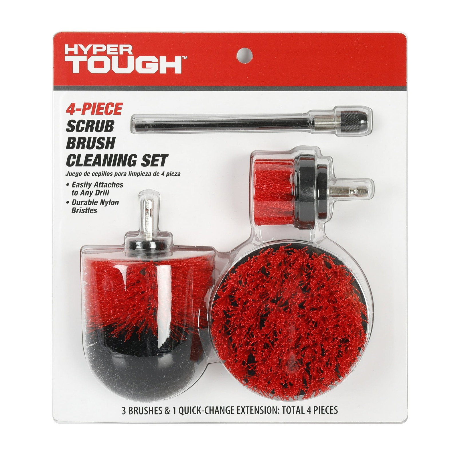 Hyper Tough 4-Piece Scrub Brush Cleaning Set For Power Drills Holiday Gift
