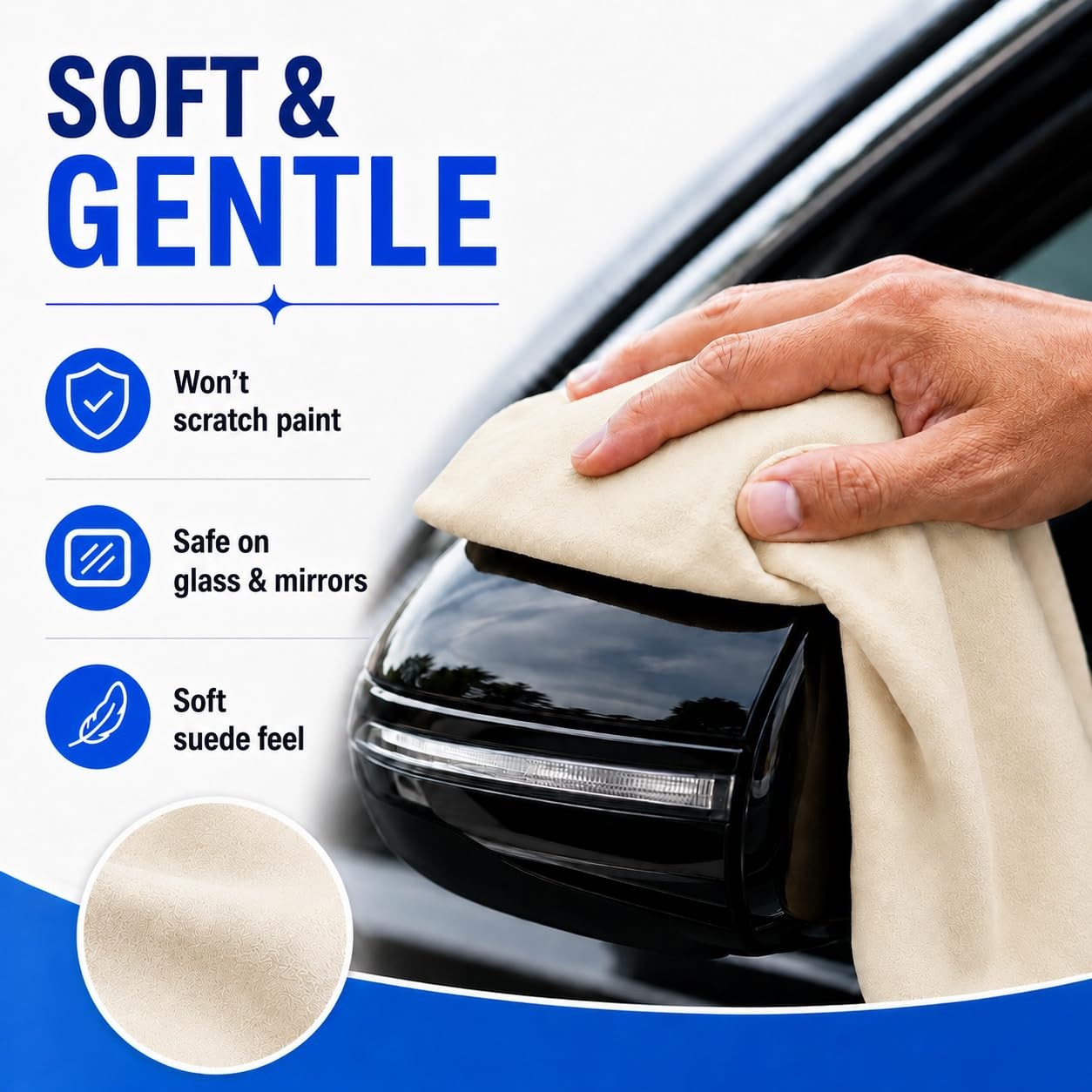 Chamois Cloth for Car – Sheepskin Cleaning Cloth Car Drying Towel Real Sheepskin