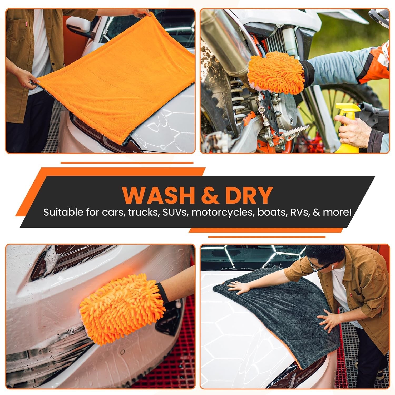 24″x36″ Twisted Loop Car Drying Towel & Wash Mitt | 1200GSM Ultra Thick & Abs…