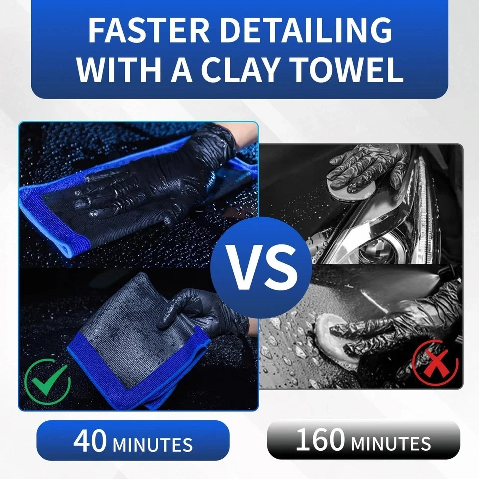 2PCS Clay Bar Towels 12×12 – Car Detailing Cleaning & Polishing Cloths