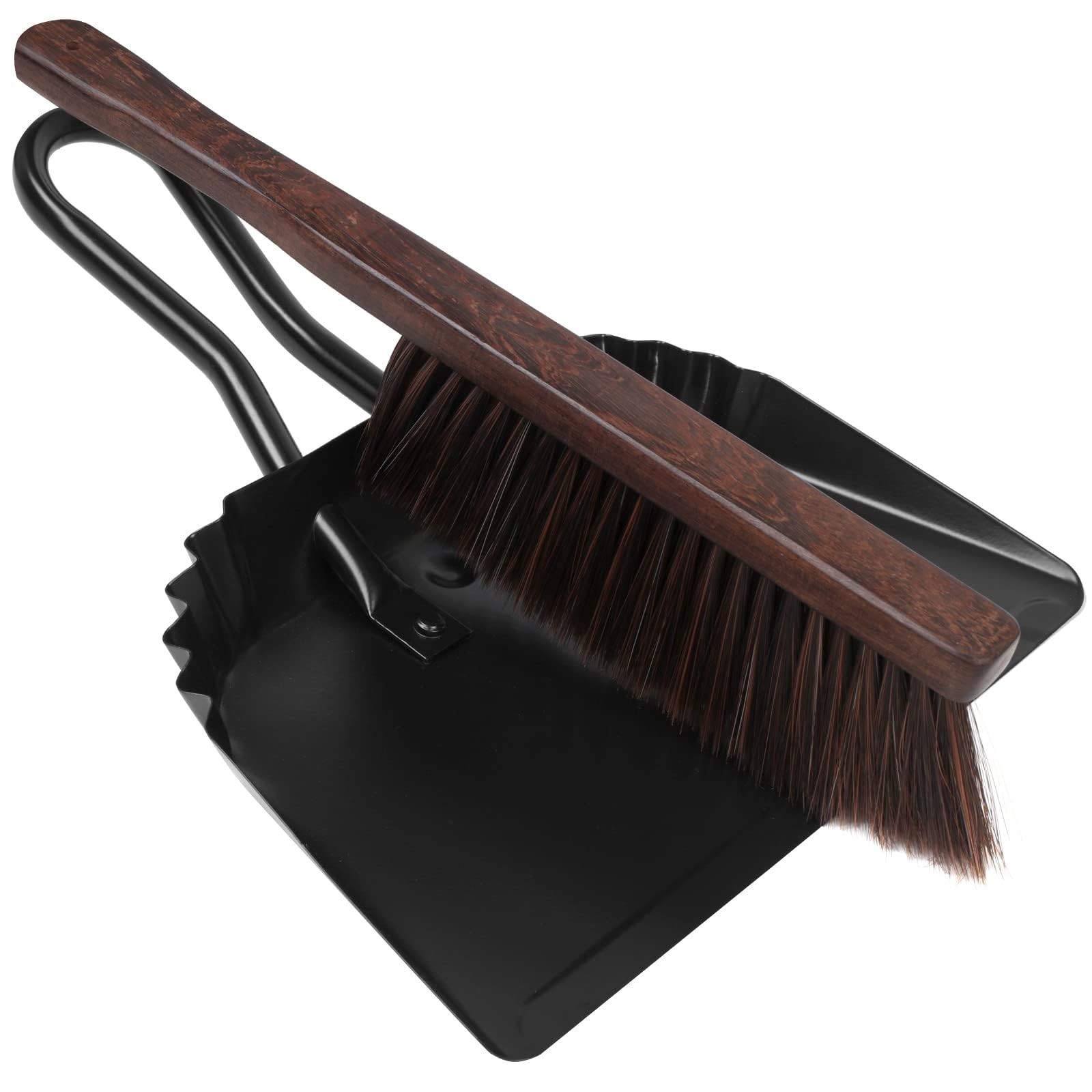 Handheld Dust Pan and Brush Set – Heavy Duty Metal, Angled Design, Easy Grip Han