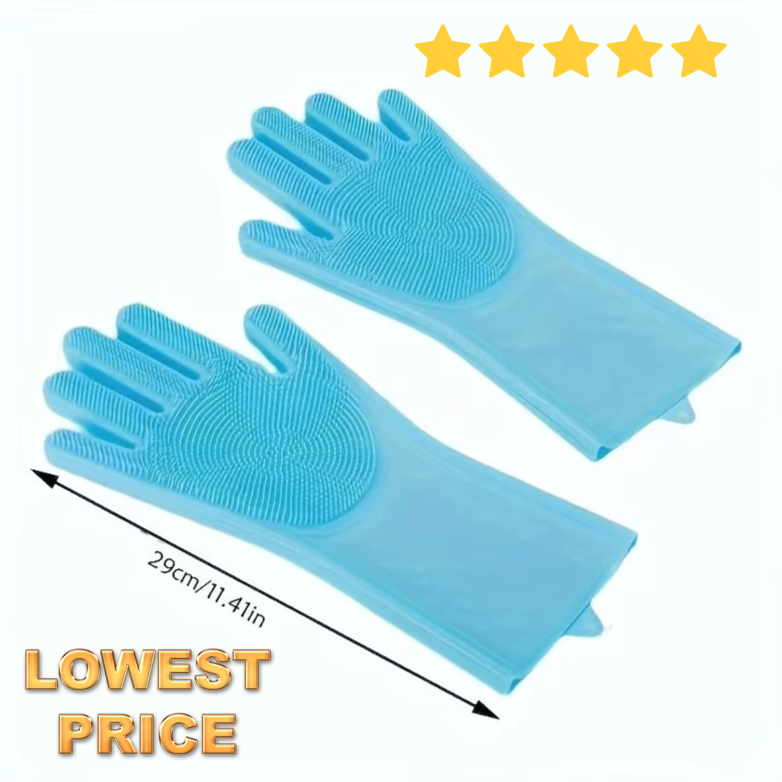 Magic Silicone Scrub Gloves Kitchen Dish Washing Cleaning Bath Reusable Pair