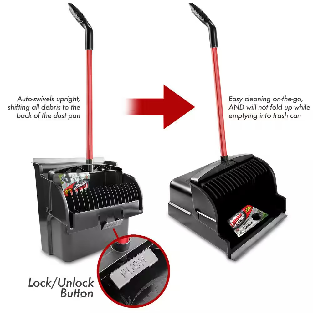 16 In. High Power Large Scoop Upright Dust Pan with Steel Handle (2-Pack)