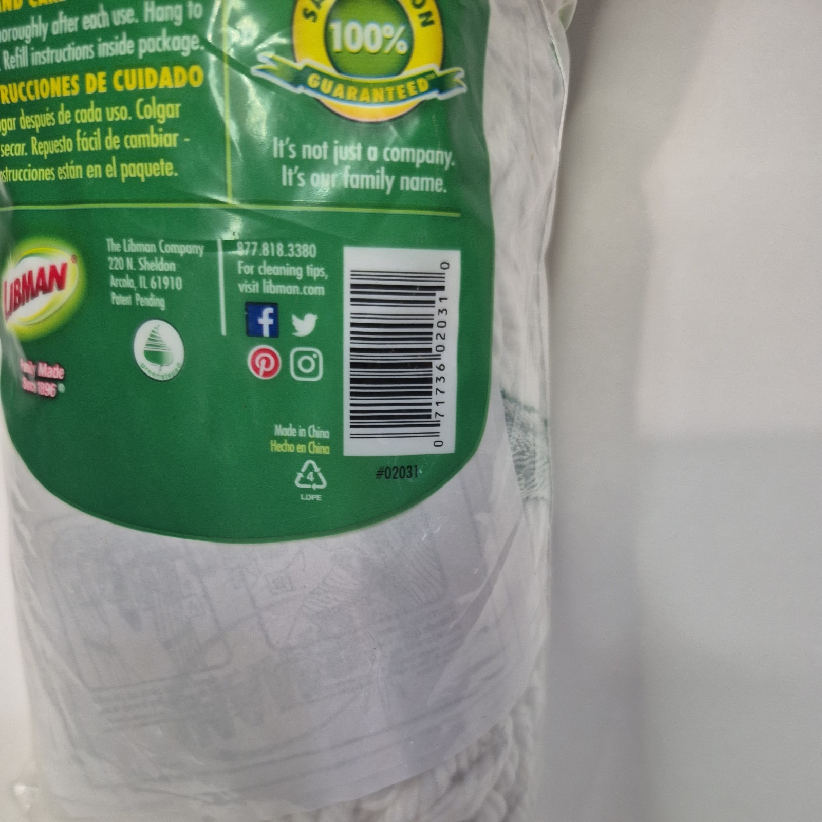 Libman Tornado Mop Refill White Cotton Blend Snap On.