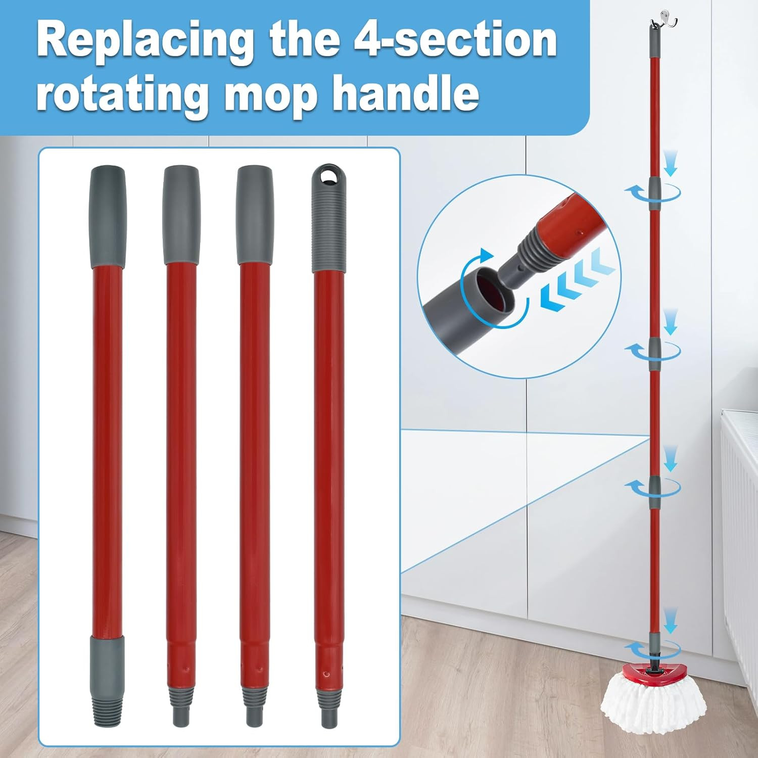 Mop Handle for Ocedar, Mop Handle for O Cedar, Spin Mop Replacement Handle for O