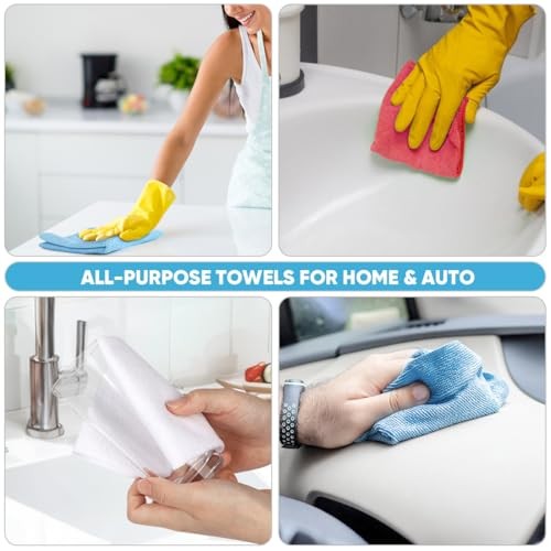 Microfiber Cleaning Cloth Roll Shop Towels 55 Sheets 55 Count (Pack of 1) Blue