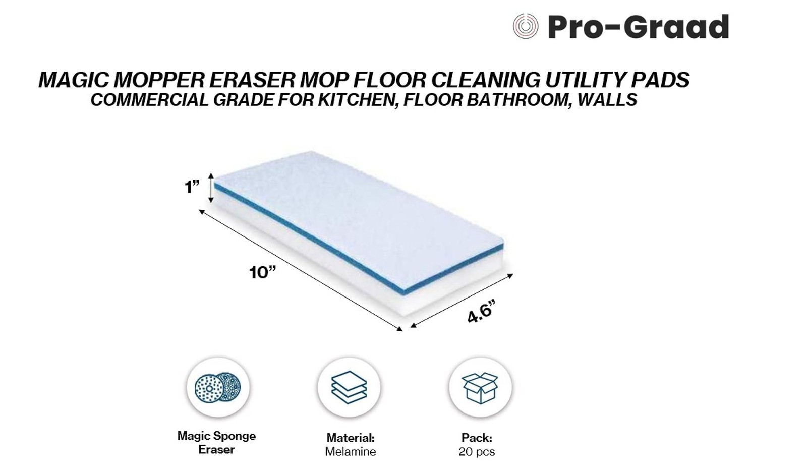 4610 Eraser Pads – 20 Pack 4.5″ x 10″ x 1″ Commercial Grade Melamine Sponges …
