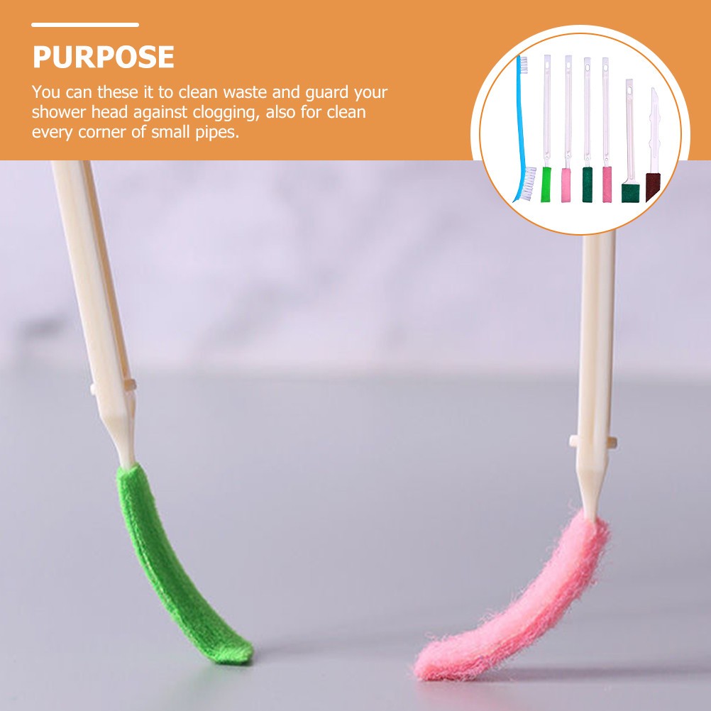 Shower Cleaner Brush Polyester For Households Outdoor Cleaning 7Pcs 5.3×0.6in