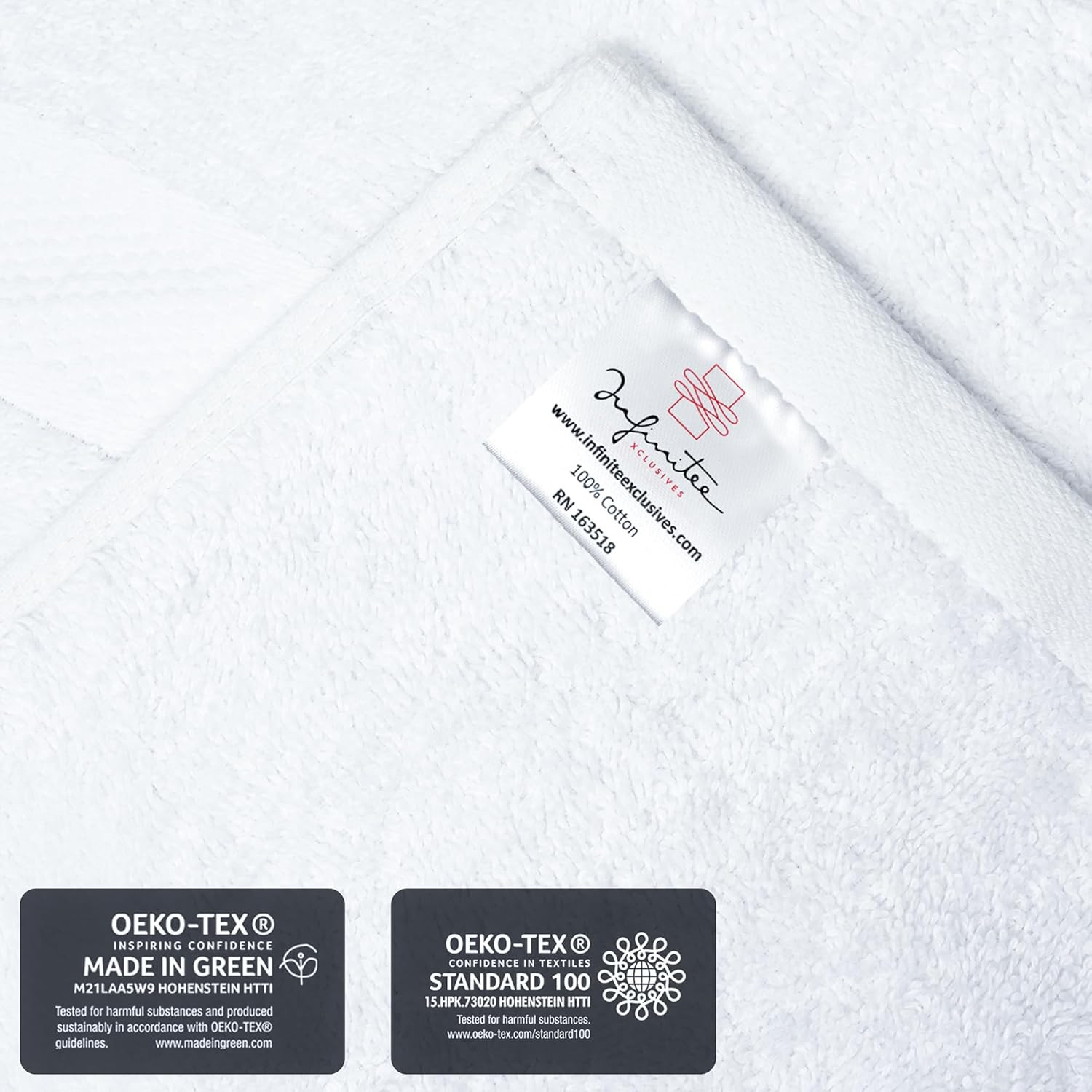 Infinitee Xclusives 100% Cotton Luxury Wash Cloths – Pack of 12, Brilliant White