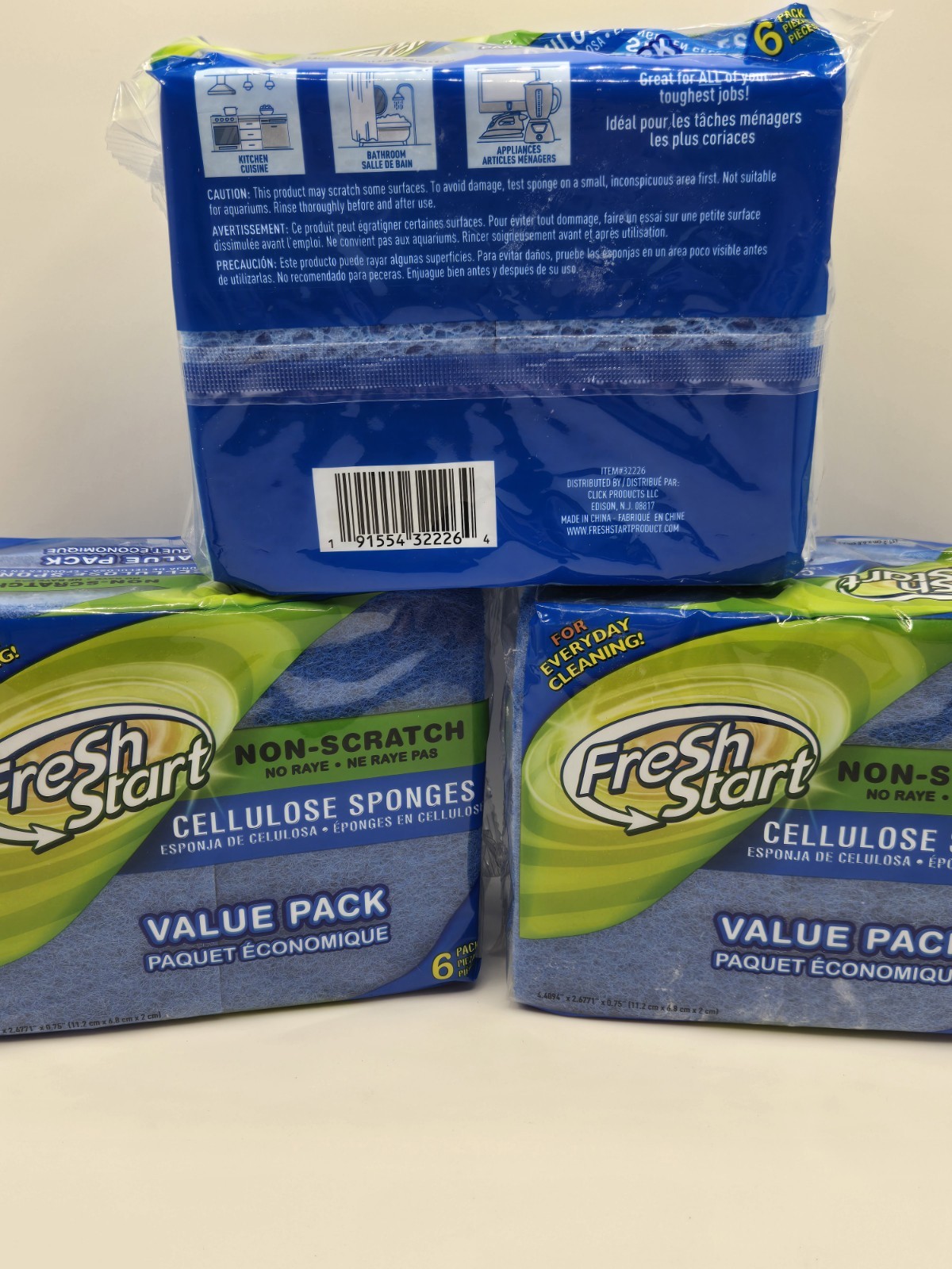 Fresh Start Non-Scratch Cellulose Sponge Scrubbies -6 Count – 3 Packs (18 total)
