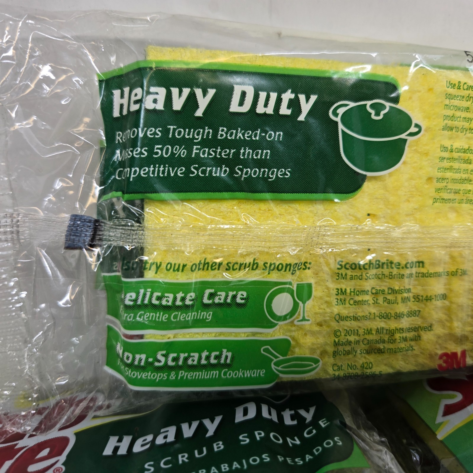 Scotch-Brite Heavy Duty Scrub Sponge Lot of 25 Green 4.5 in x 2.7 in