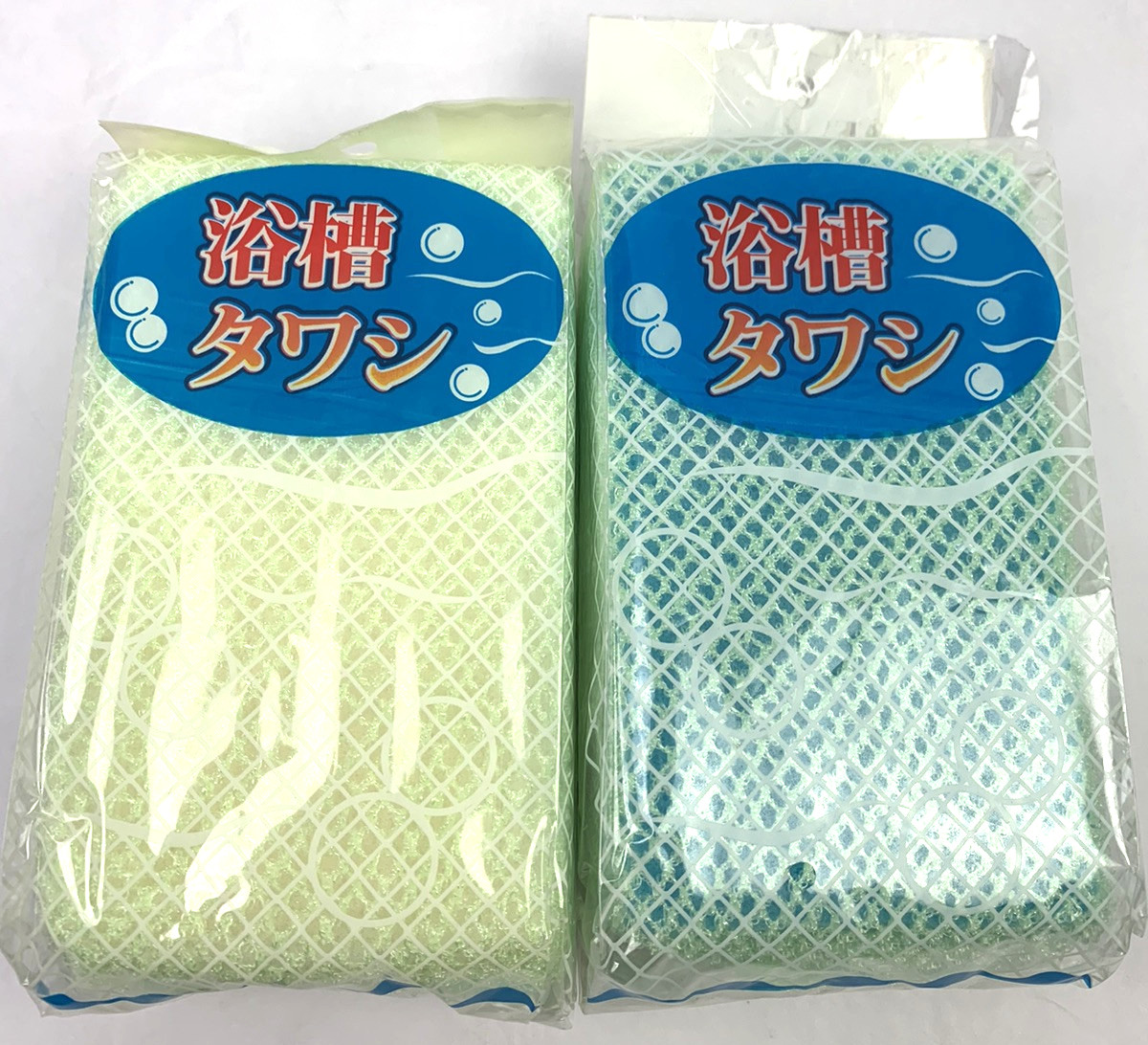 2-pack Japanese Bath Scrub Net Sponge Blue/White