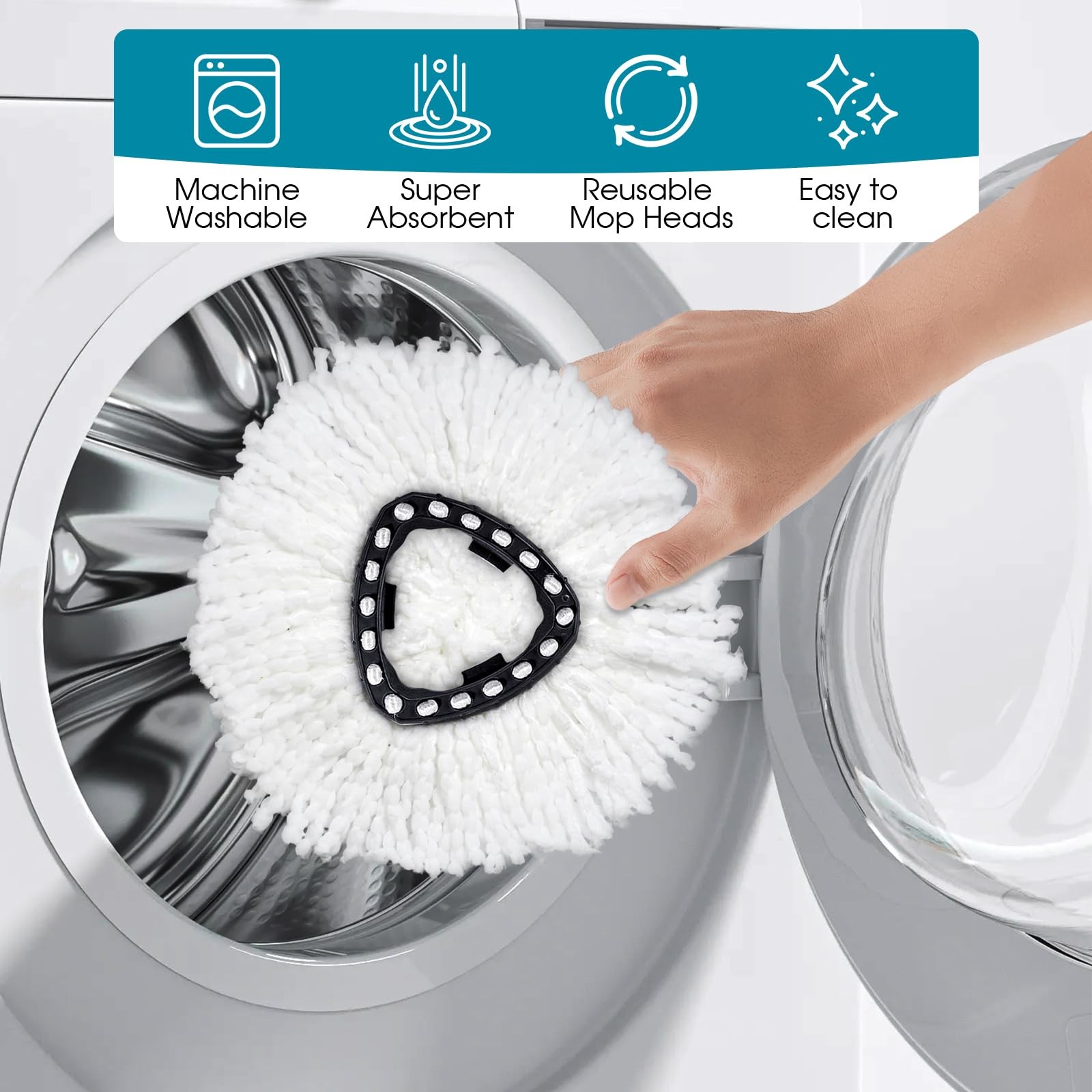 4 Pack Mop Head Replacement O Cedar Spin Mop Microfiber Deep Cleaning White