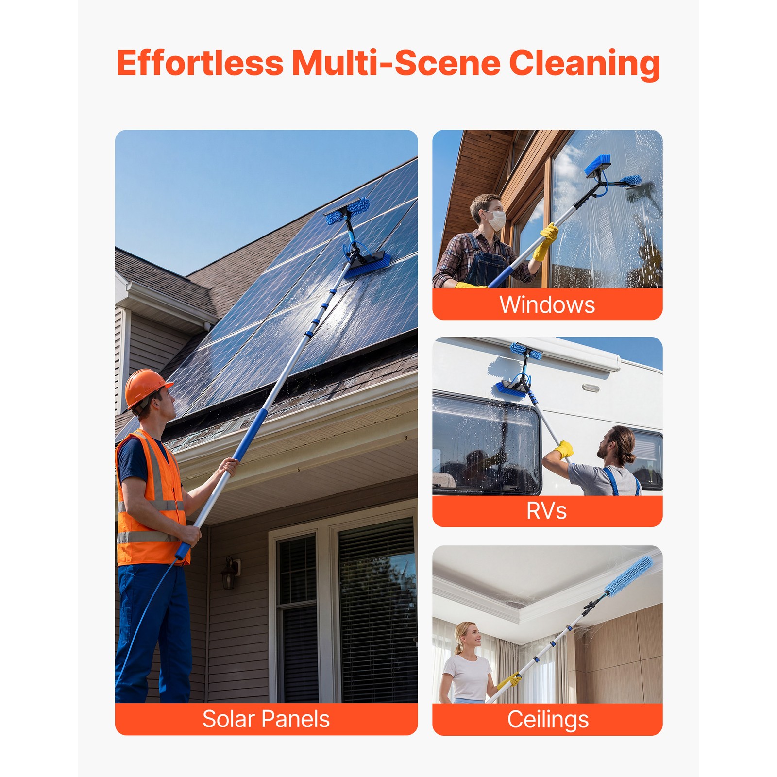 Uimoso Solar Panel Cleaning Kit with 24 ft Water Fed Pole and Brush System